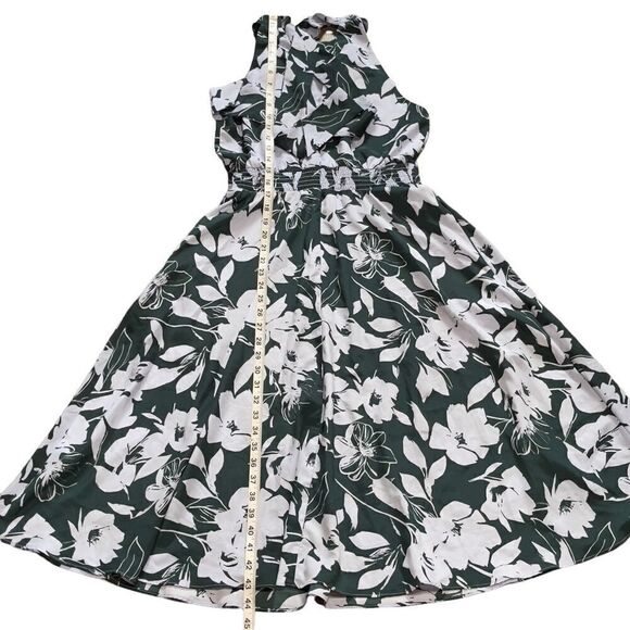 1901 Blue and Green Floral Halter Tie Back Dress Size 4 - Picture 14 of 16